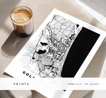 Gold Coast Map Print - City Map Poster - Map Wall Art - Australia City Maps - Gold Coast Print - Gold Coast Poster - Minimalist City Map