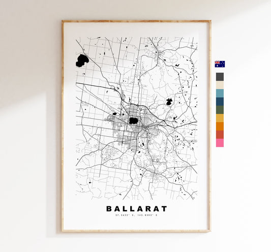 Ballarat Map Print - City Map Poster - Map Wall Art - Australia City Maps - Ballarat Print - Ballarat Poster - Minimalist City Map