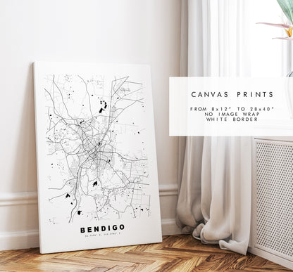 Bendigo Map Print - City Map Poster - Map Wall Art - Australia City Maps - Bendigo Print - Bendigo Poster - Minimalist City Map - Australia