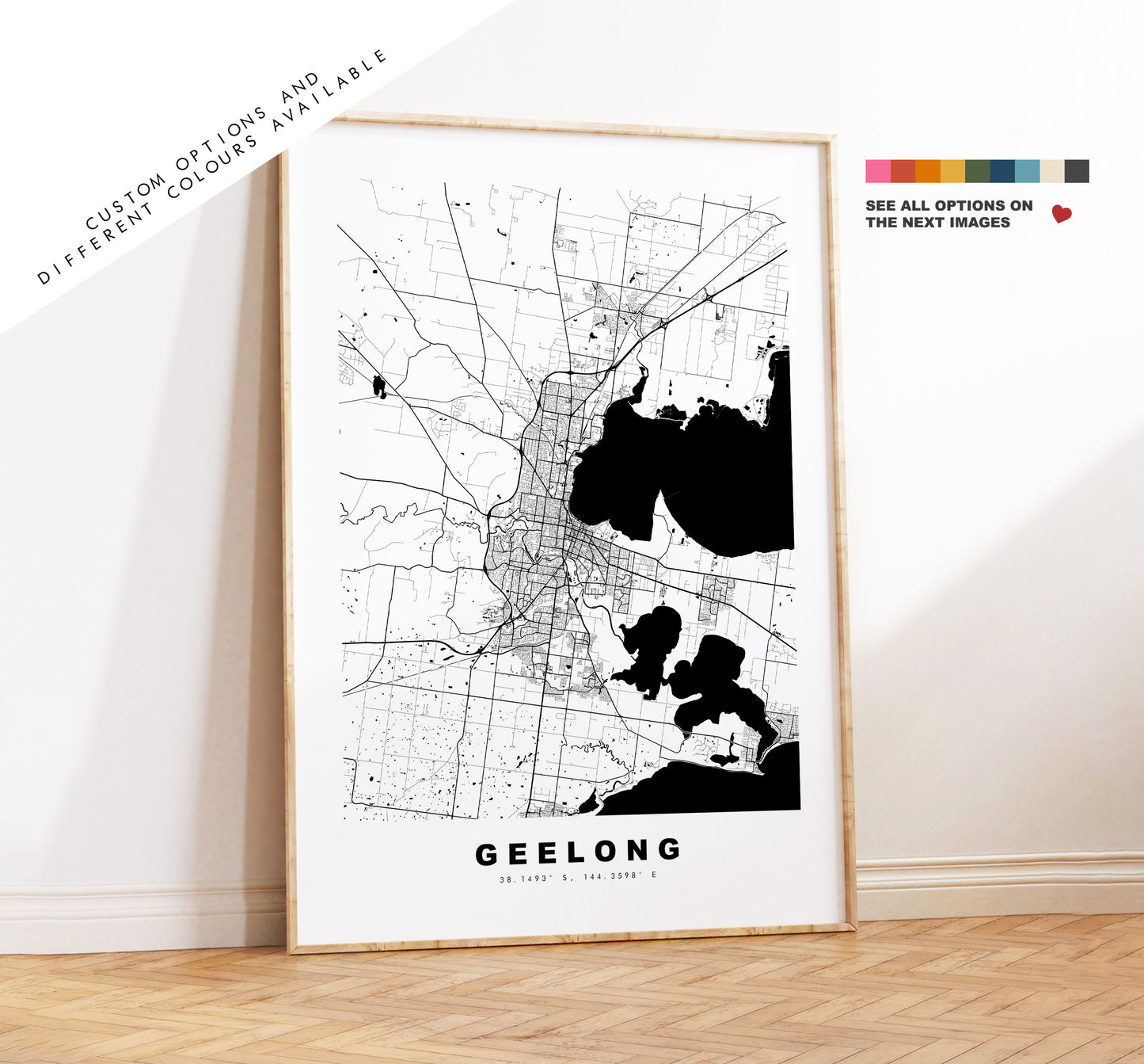 Geelong Map Print - City Map Poster - Map Wall Art - Australia City Maps - Geelong Print - Geelong Poster - Minimalist City Map - Australia