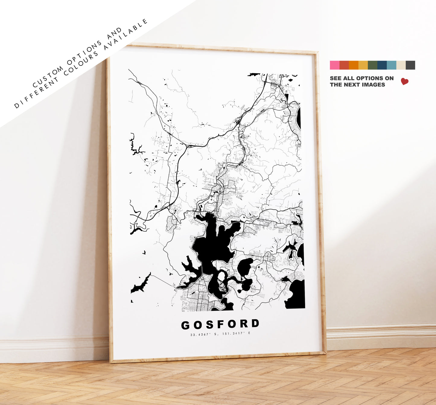 Gosford Map Print - City Map Poster - Map Wall Art - Australia City Maps - Gosford Print - Gosford Poster - Minimalist City Map - Australia