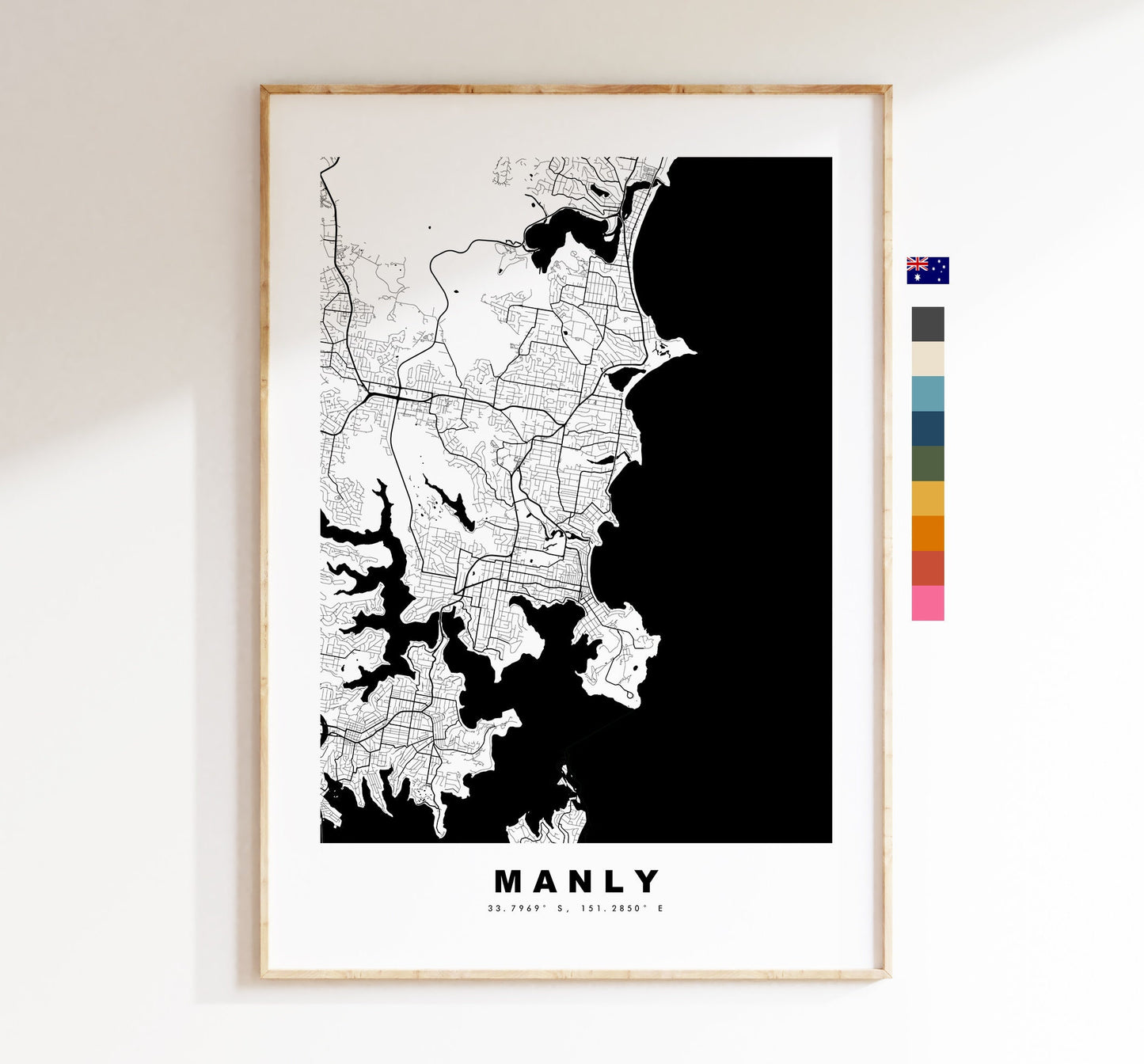 Manly Map Print - City Map Poster - Map Wall Art - Australia City Maps - Manly Print - Manly Poster - Minimalist City Map - Australia