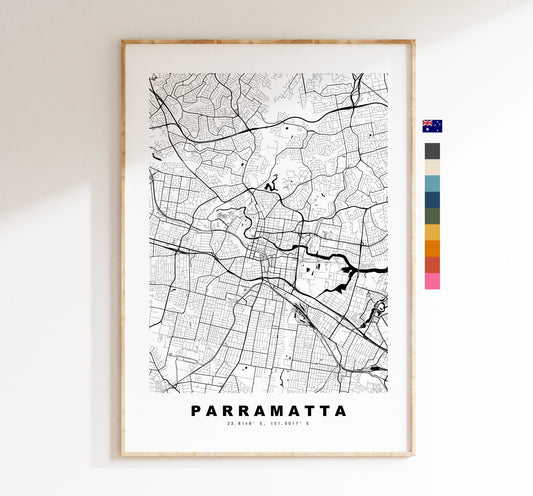 Parramatta Map Print - City Map Poster - Map Wall Art - Australia City Maps - Parramatta Print - Parramatta Poster - Minimalist City Map