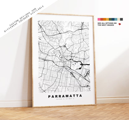 Parramatta Map Print - City Map Poster - Map Wall Art - Australia City Maps - Parramatta Print - Parramatta Poster - Minimalist City Map