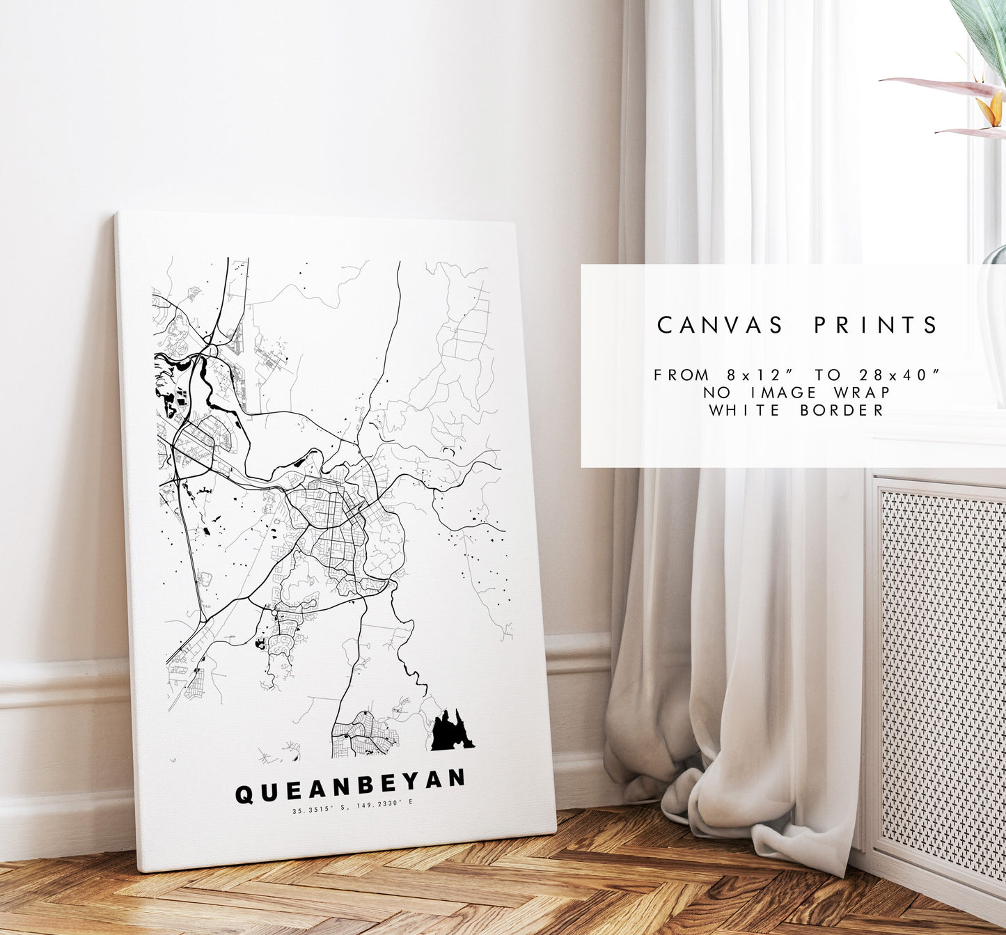 Queanbeyan Map Print - City Map Poster - Map Wall Art - Australia City Maps - Queanbeyan Print - Queanbeyan Poster - Minimalist City Map