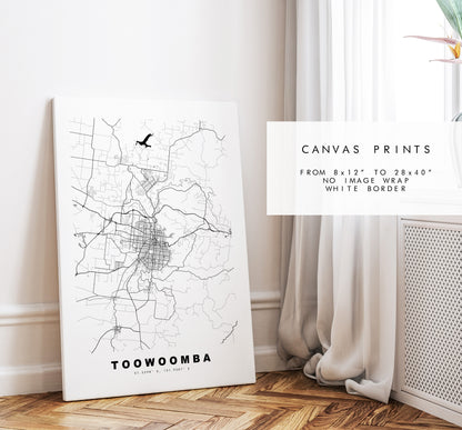 Toowoomba Map Print - City Map Poster - Map Wall Art - Australia City Maps - Toowoomba Print - Toowoomba Poster - Minimalist City Map