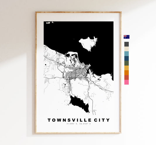 Townsville Map Print - City Map Poster - Map Wall Art - Australia City Maps - Townsville City Print - Poster - Minimalist City Map