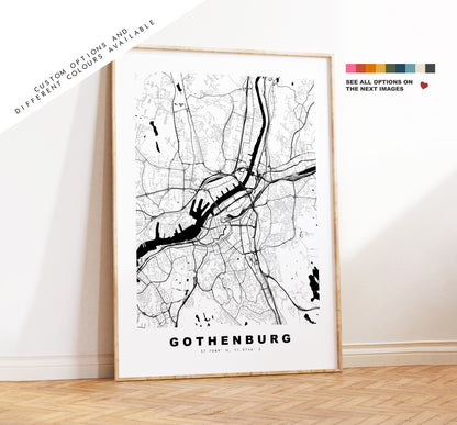 Gothenburg Map Print - City Map Poster - Map Wall Art - Sweden City Maps - Gothenburg Print - Gothenburg Poster - Minimalist City Map