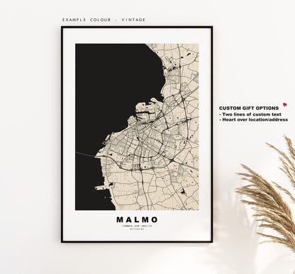 Malmo Map Print - City Map Poster - Map Wall Art - Sweden City Maps - Malmo Print - Malmo Poster - Minimalist City Map - Sweden