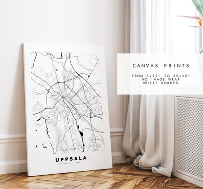 Uppsala Map Print - City Map Poster - Map Wall Art - Sweden City Maps - Uppsala Print - Uppsala Poster - Minimalist City Map - Sweden