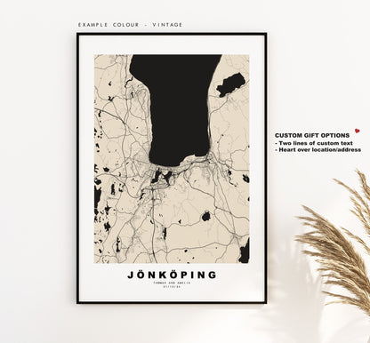 Jonkoping Map Print - City Map Poster - Map Wall Art - Sweden City Maps - Jönköping Print - Jönköping Poster - Minimalist City Map - Sweden