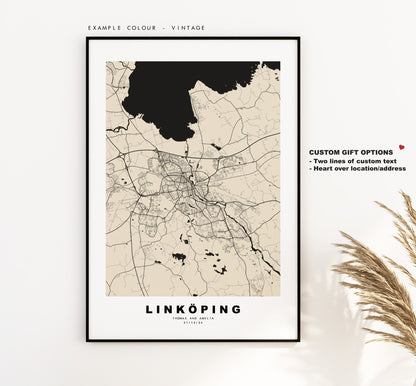 Linkoping Map Print - City Map Poster - Map Wall Art - Sweden City Maps - Linköping Print - Linköping Poster - Minimalist City Map - Sweden