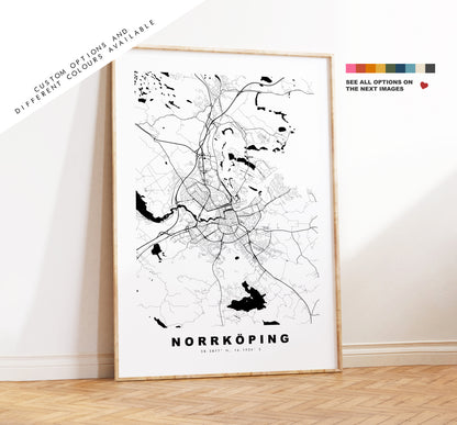 Norrkoping Map Print - City Map Poster - Map Wall Art - Sweden City Maps - Norrköping Print - Norrköping Poster - Minimalist City Map