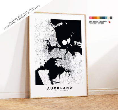 Auckland Map Print - City Map Poster - Map Wall Art - New Zealand City Maps - Auckland Print - Auckland Poster - Minimalist City Map