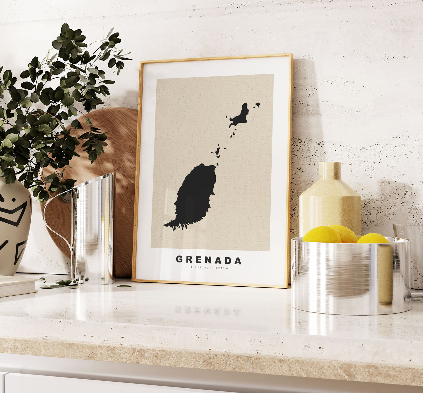 Grenada Map Print - Personalised Map Gift - Framed or Canvas Options Available - Custom Text Options - Personalised Gift - Carribean