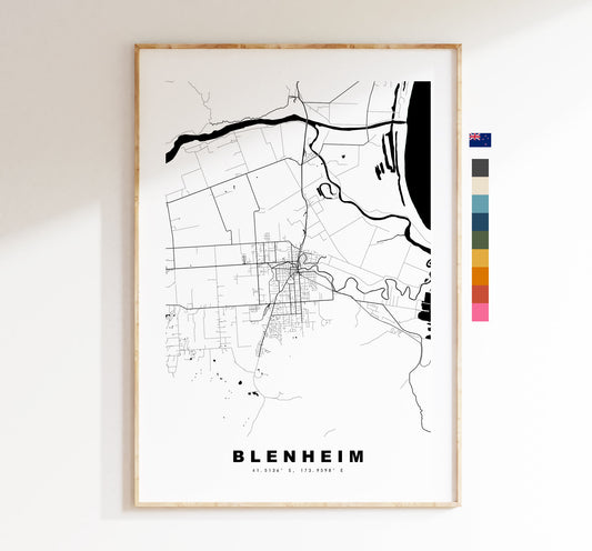 Blenheim Map Print - City Map Poster - Map Wall Art - New Zealand City Maps - Blenheim Print - Blenheim Poster - Minimalist City Map