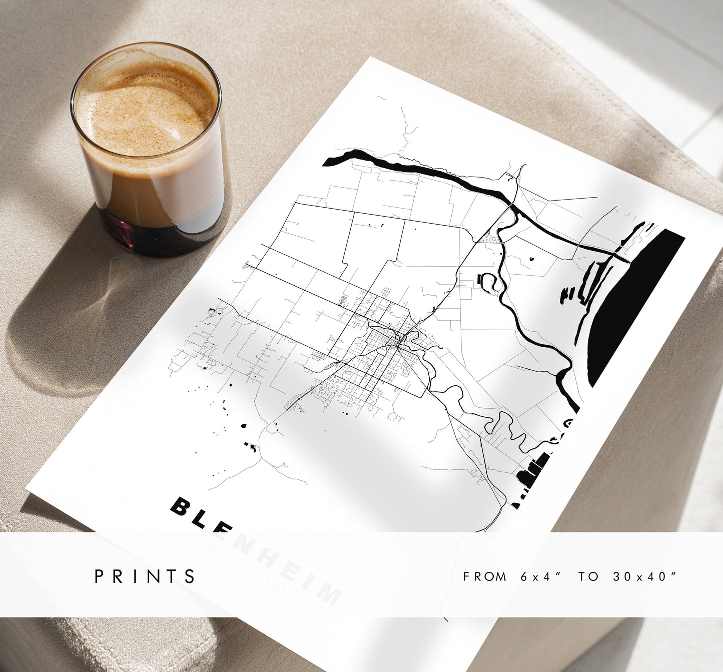 Blenheim Map Print - City Map Poster - Map Wall Art - New Zealand City Maps - Blenheim Print - Blenheim Poster - Minimalist City Map