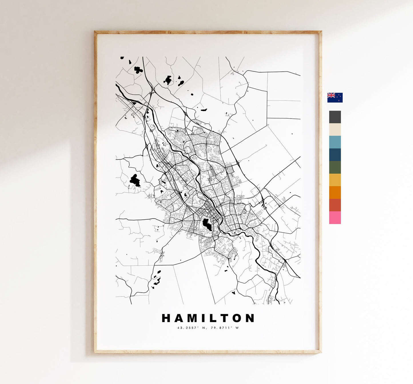 Hamilton Map Print - City Map Poster - Map Wall Art - New Zealand City Maps - Hamilton Print - Hamilton Poster - Minimalist City Map