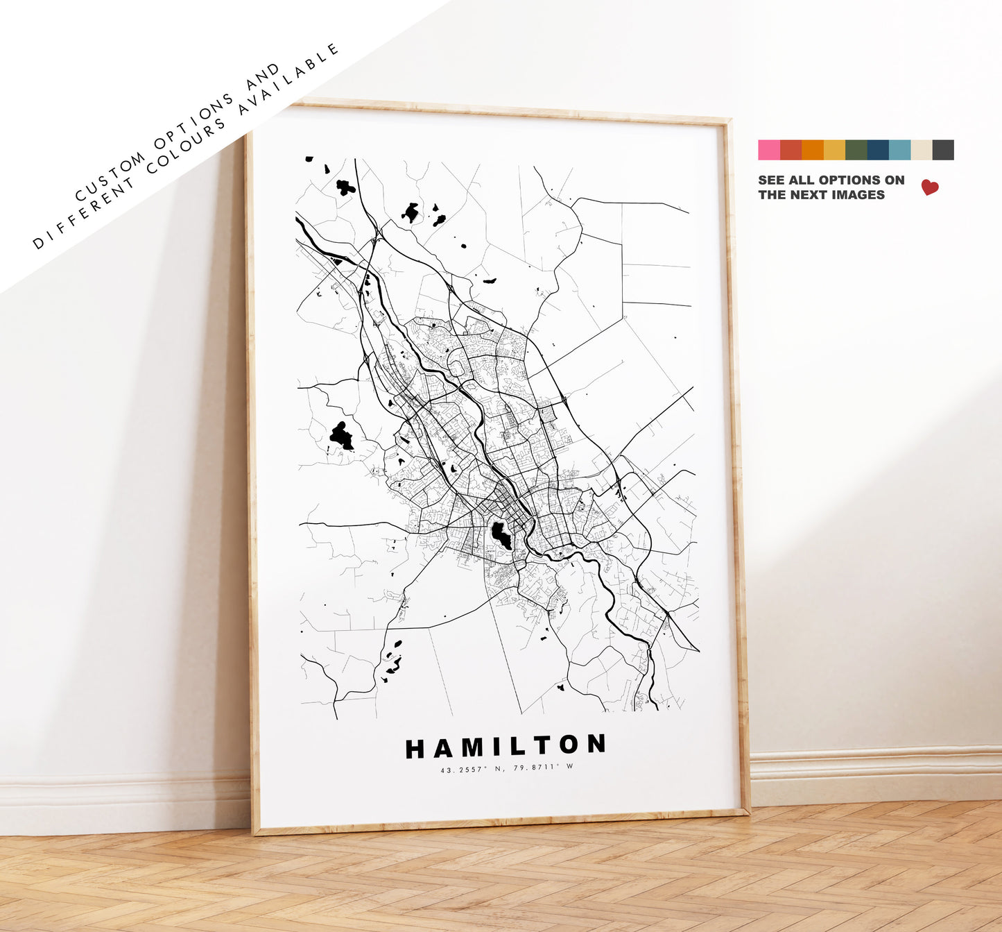 Hamilton Map Print - City Map Poster - Map Wall Art - New Zealand City Maps - Hamilton Print - Hamilton Poster - Minimalist City Map