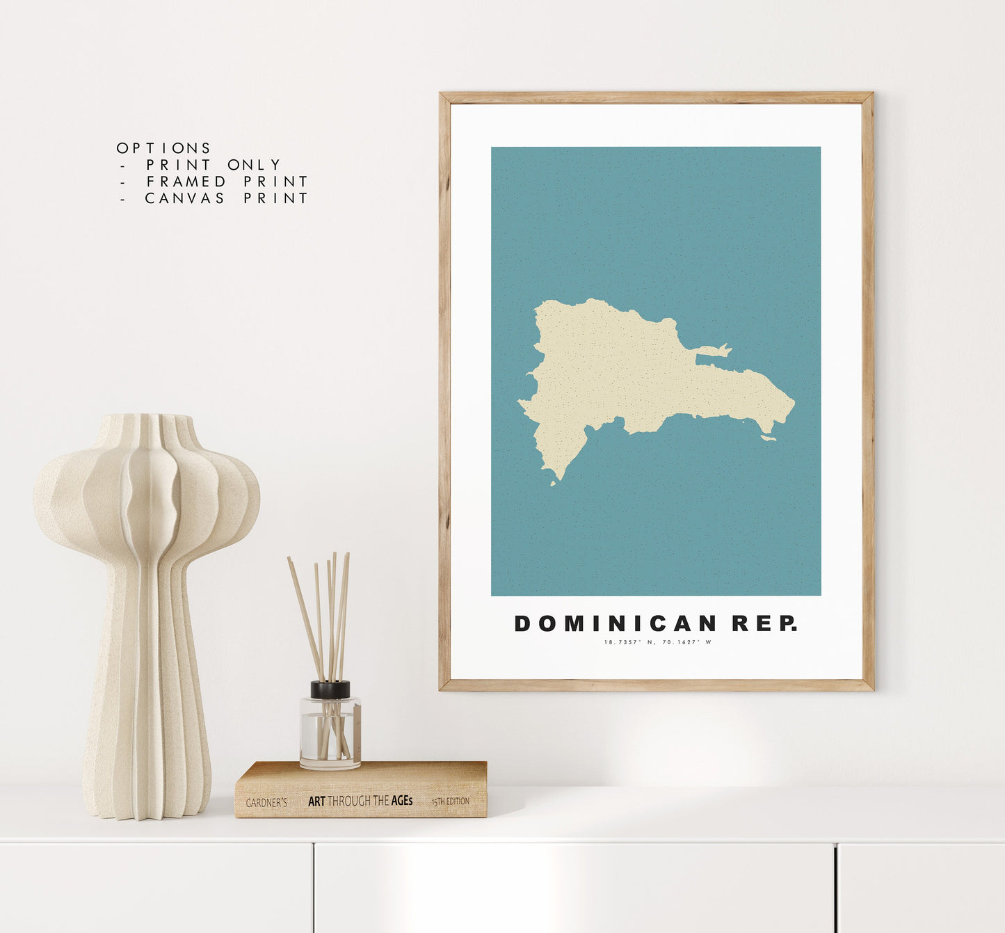 Dominican Republic Map Print - Personalised Map Gift - Framed or Canvas Options Available - Custom Text Options - Personalised Gift - Carribean