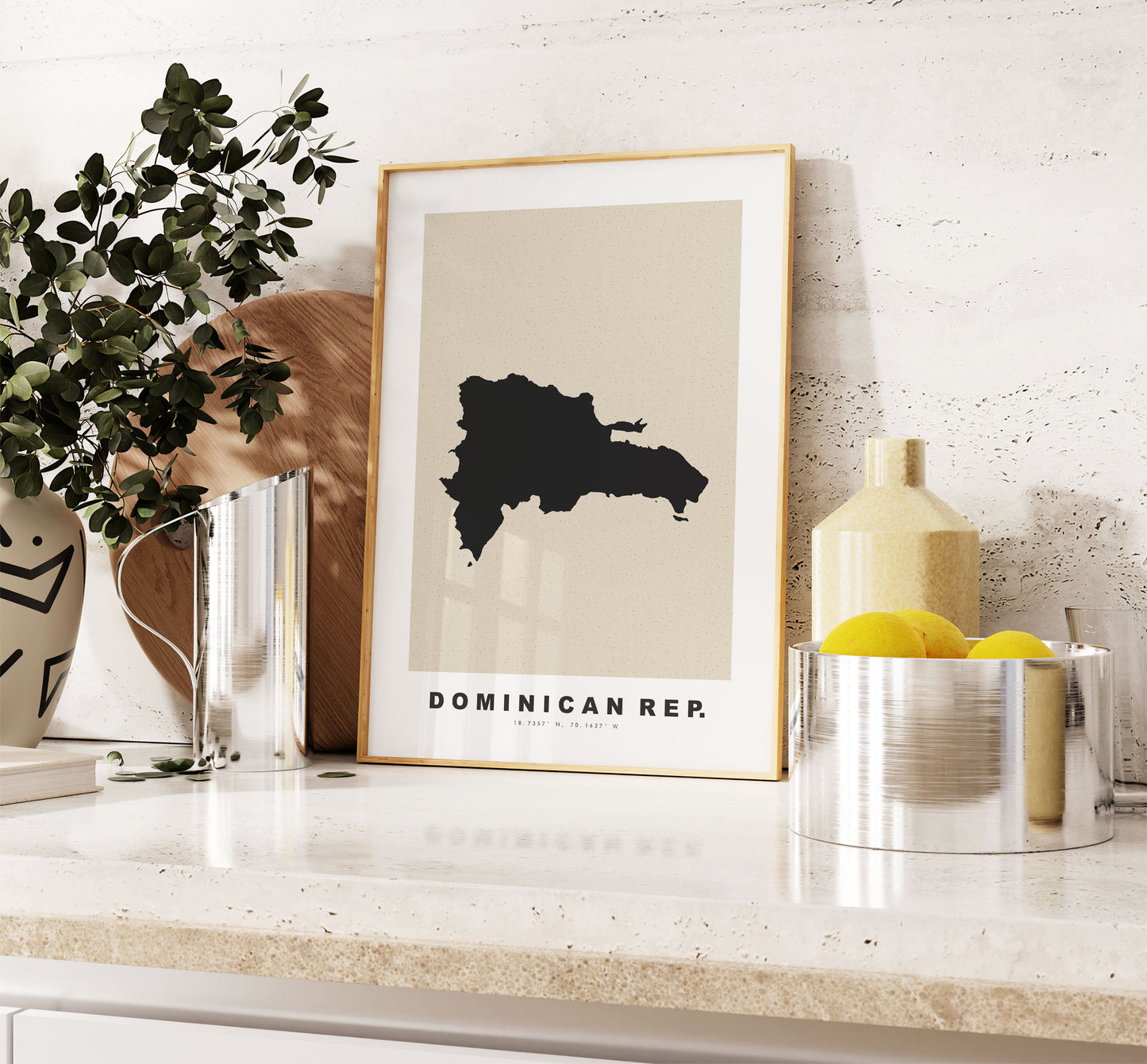 Dominican Republic Map Print - Personalised Map Gift - Framed or Canvas Options Available - Custom Text Options - Personalised Gift - Carribean