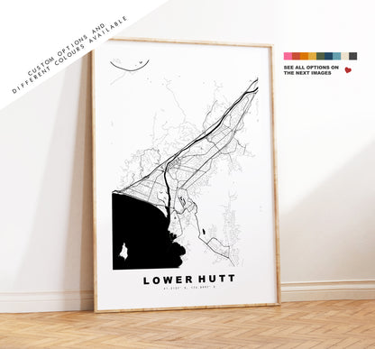 Lower Hutt Map Print - City Map Poster - Map Wall Art - New Zealand City Maps - Lower Hutt Print - Lower Hutt Poster - Minimalist City Map