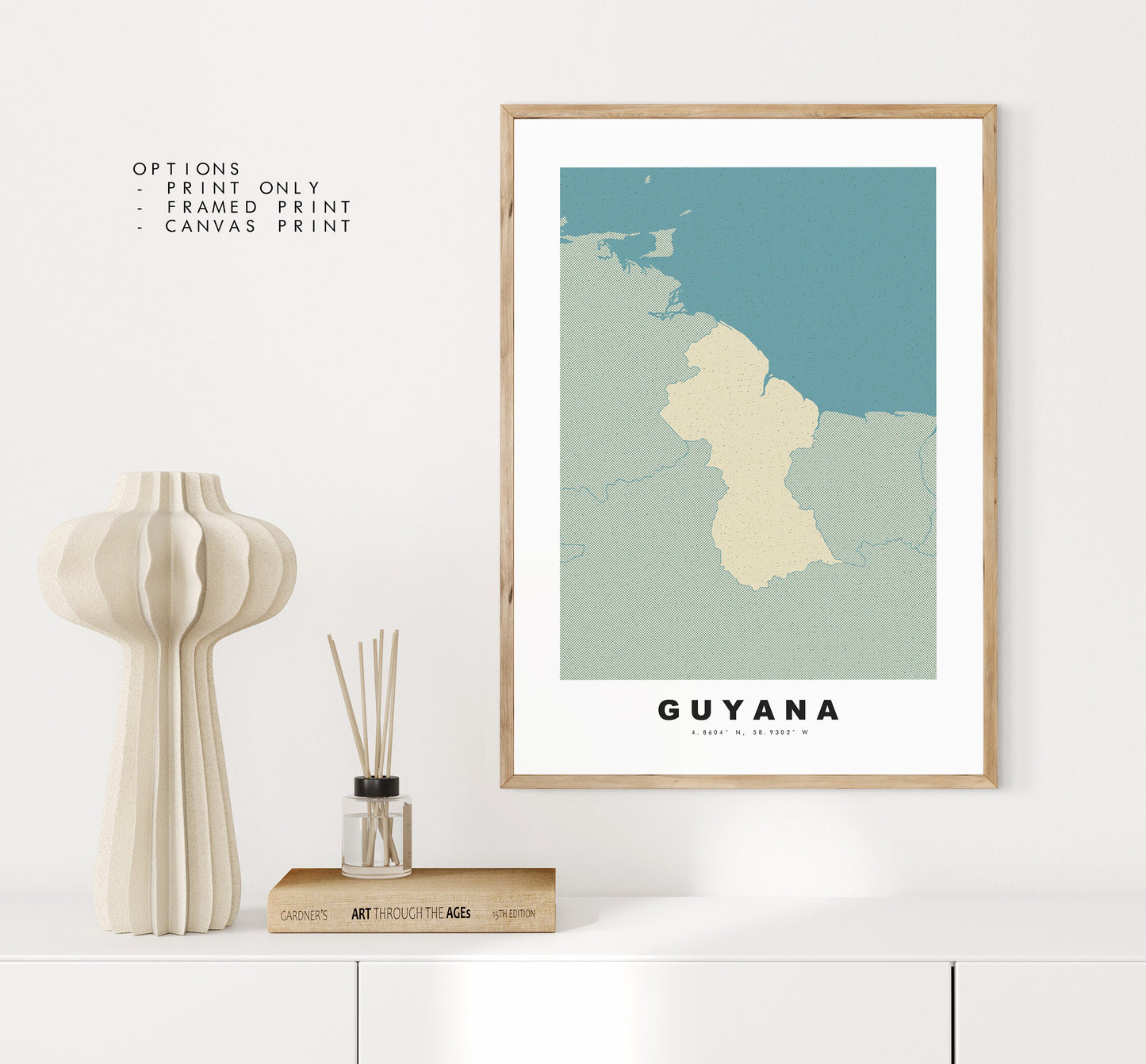 Guyana Map Print - Personalised Map Gift - Framed or Canvas Options Available - Custom Text Options - Personalised Gift - Africa