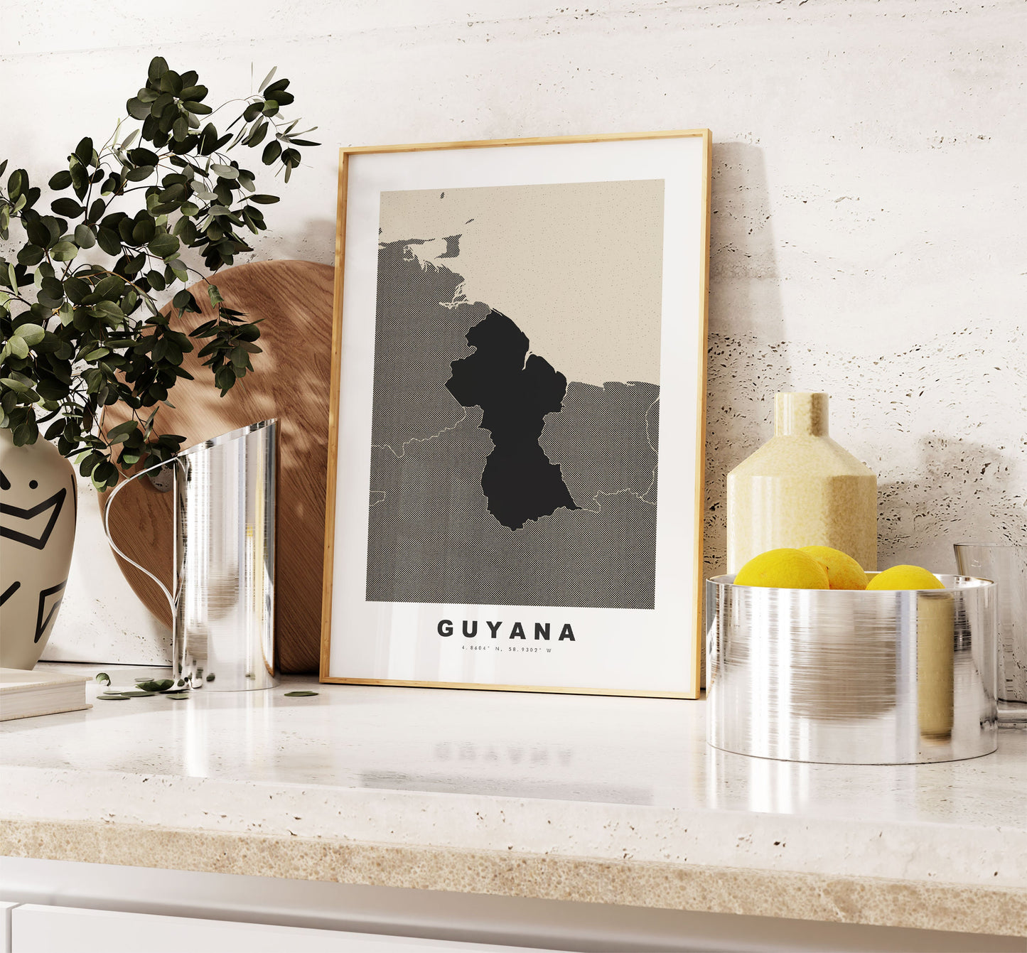 Guyana Map Print - Personalised Map Gift - Framed or Canvas Options Available - Custom Text Options - Personalised Gift - Africa