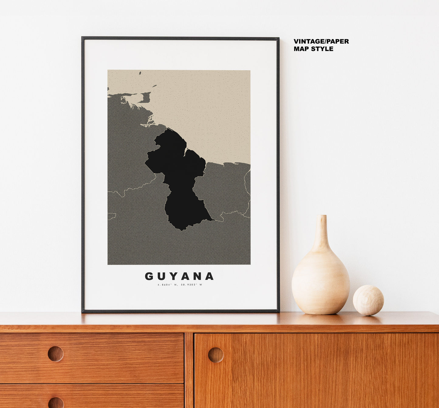 Guyana Map Print - Personalised Map Gift - Framed or Canvas Options Available - Custom Text Options - Personalised Gift - Africa