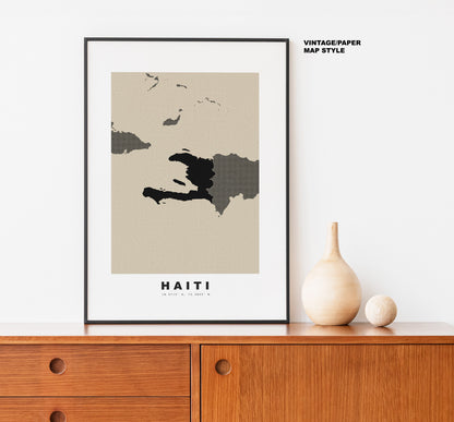 Haiti Map Print - Personalised Map Gift - Framed or Canvas Options Available - Custom Text Options - Personalised Gift - Caribbean