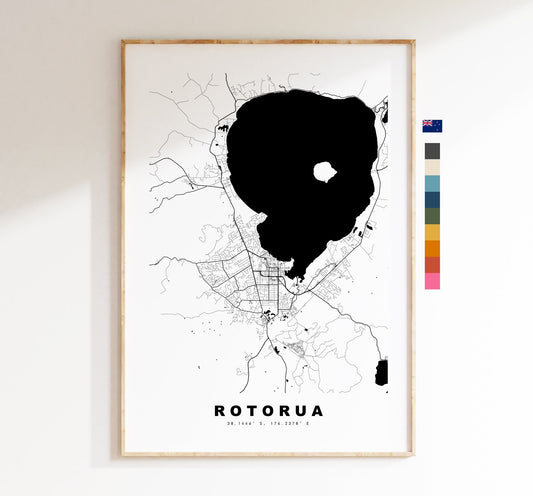 Rotorua Map Print - City Map Poster - Map Wall Art - New Zealand City Maps - Rotorua Print - Rotorua Poster - Minimalist City Map