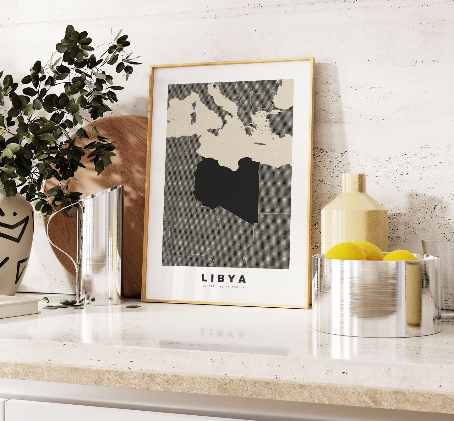 Libya Map Print - Personalised Map Gift - Framed or Canvas Options Available - Custom Text Options - Personalised Gift - Africa