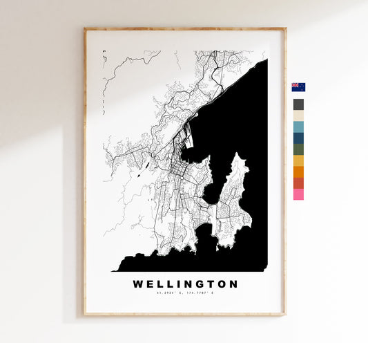 Wellington Map Print - City Map Poster - Map Wall Art - New Zealand City Maps - Wellington Print - Wellington Poster - Minimalist City Map