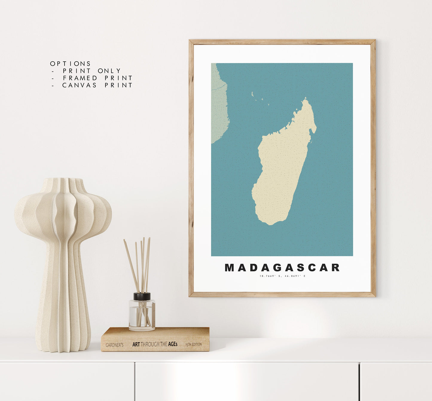 Madagascar Map Print - Personalised Map Gift - Framed or Canvas Options Available - Custom Text Options - Personalised Gift - Africa