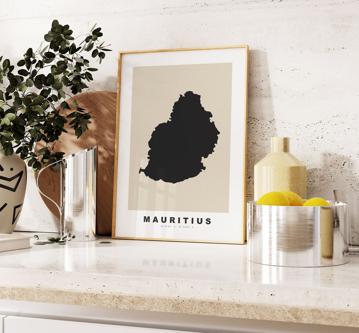 Mauritius Map Print - Personalised Map Gift - Framed or Canvas Options Available - Custom Text Options - Personalised Gift - Caribbean