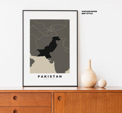 Pakistan Map Print - Personalised Map Gift - Framed or Canvas Options Available - Custom Text Options - Personalised Gift - Asia