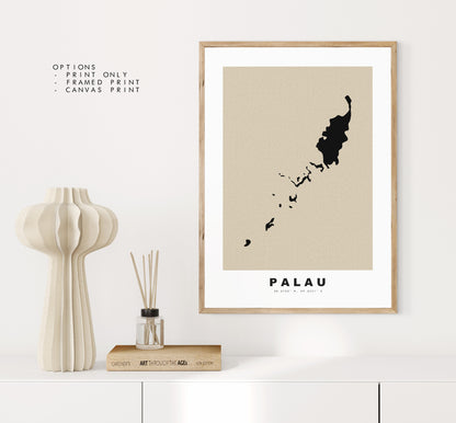 Palau Map Print - Personalised Map Gift - Framed or Canvas Options Available - Custom Text Options - Personalised Gift - Oceania