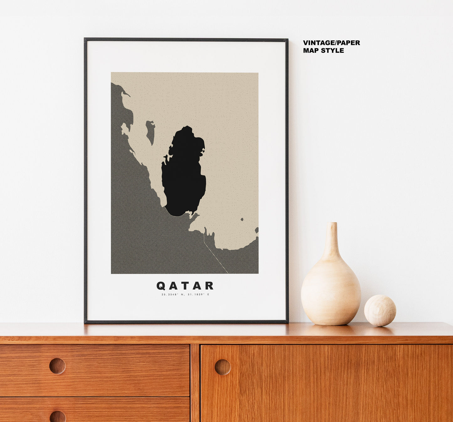 Qatar Map Print - Personalised Map Gift - Framed or Canvas Options Available - Custom Text Options - Personalised Gift - Middle East