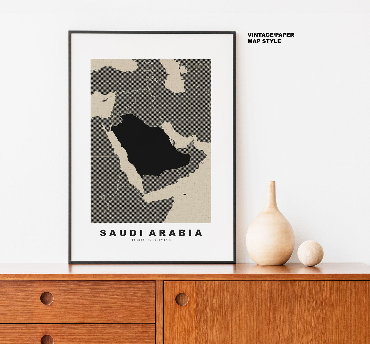 Saudi Arabia Map Print - Personalised Map Gift - Framed or Canvas Options Available - Custom Text Options - Personalised Gift - Middle East