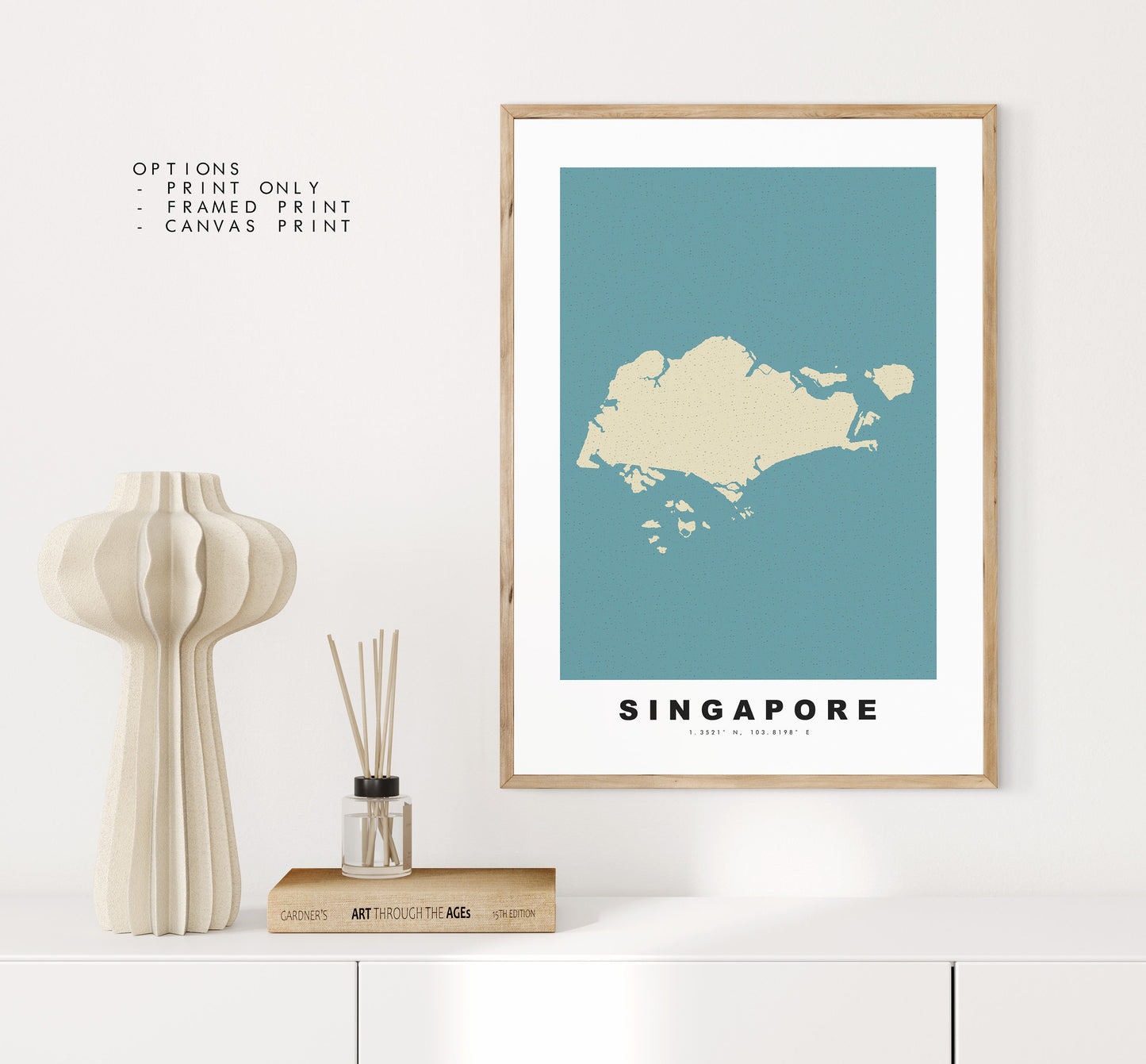 Singapore Map Print - Personalised Map Gift - Framed or Canvas Options Available - Custom Text Options - Personalised Gift - Asia