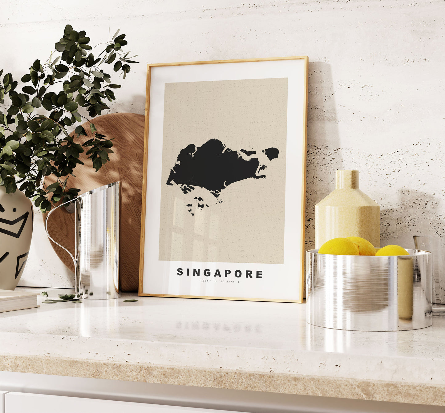 Singapore Map Print - Personalised Map Gift - Framed or Canvas Options Available - Custom Text Options - Personalised Gift - Asia