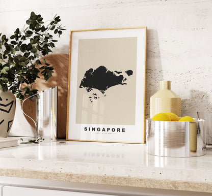 Singapore Map Print - Personalised Map Gift - Framed or Canvas Options Available - Custom Text Options - Personalised Gift - Asia