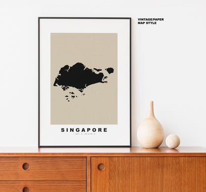 Singapore Map Print - Personalised Map Gift - Framed or Canvas Options Available - Custom Text Options - Personalised Gift - Asia