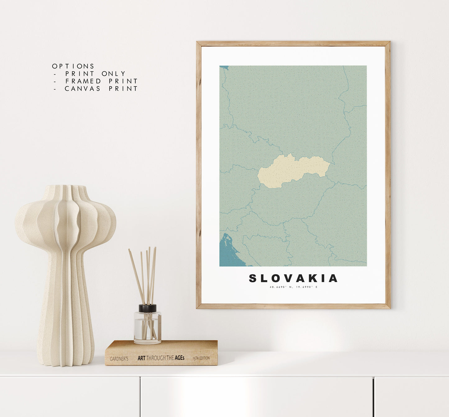 Slovakia Map Print - Personalised Map Gift - Framed or Canvas Options Available - Custom Text Options - Personalised Gift - Europe