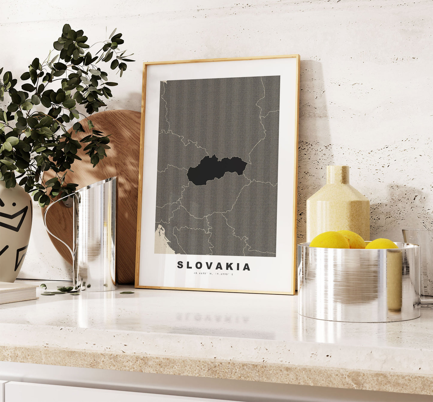 Slovakia Map Print - Personalised Map Gift - Framed or Canvas Options Available - Custom Text Options - Personalised Gift - Europe