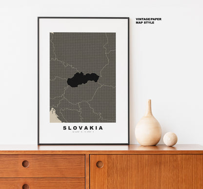 Slovakia Map Print - Personalised Map Gift - Framed or Canvas Options Available - Custom Text Options - Personalised Gift - Europe