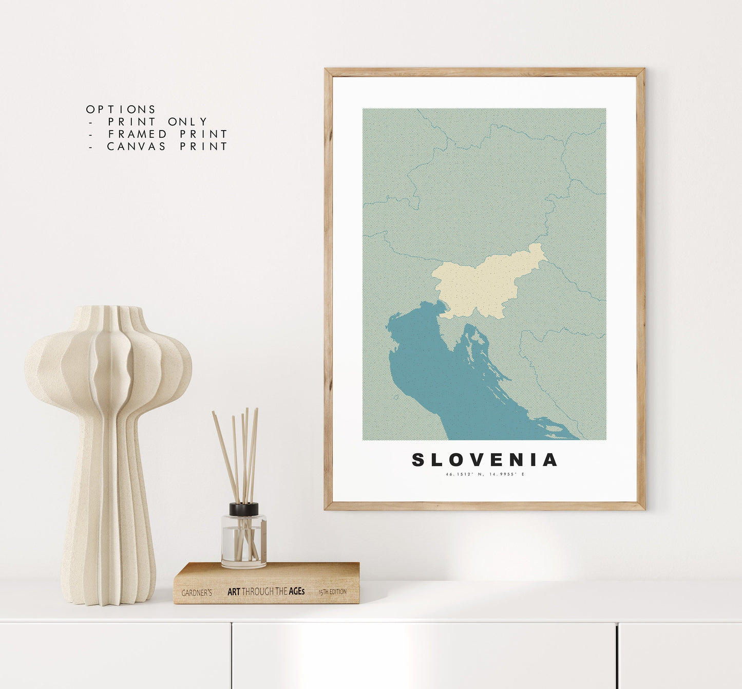 Slovenia Map Print - Personalised Map Gift - Framed or Canvas Options Available - Custom Text Options - Personalised Gift - Europe