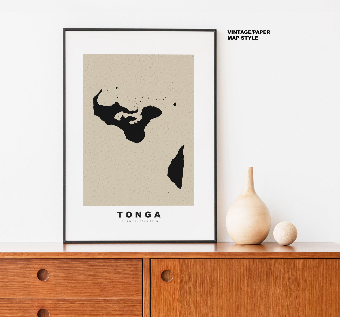 Tonga Map Print - Personalised Map Gift - Framed or Canvas Options Available - Custom Text Options - Personalised Gift - Oceania