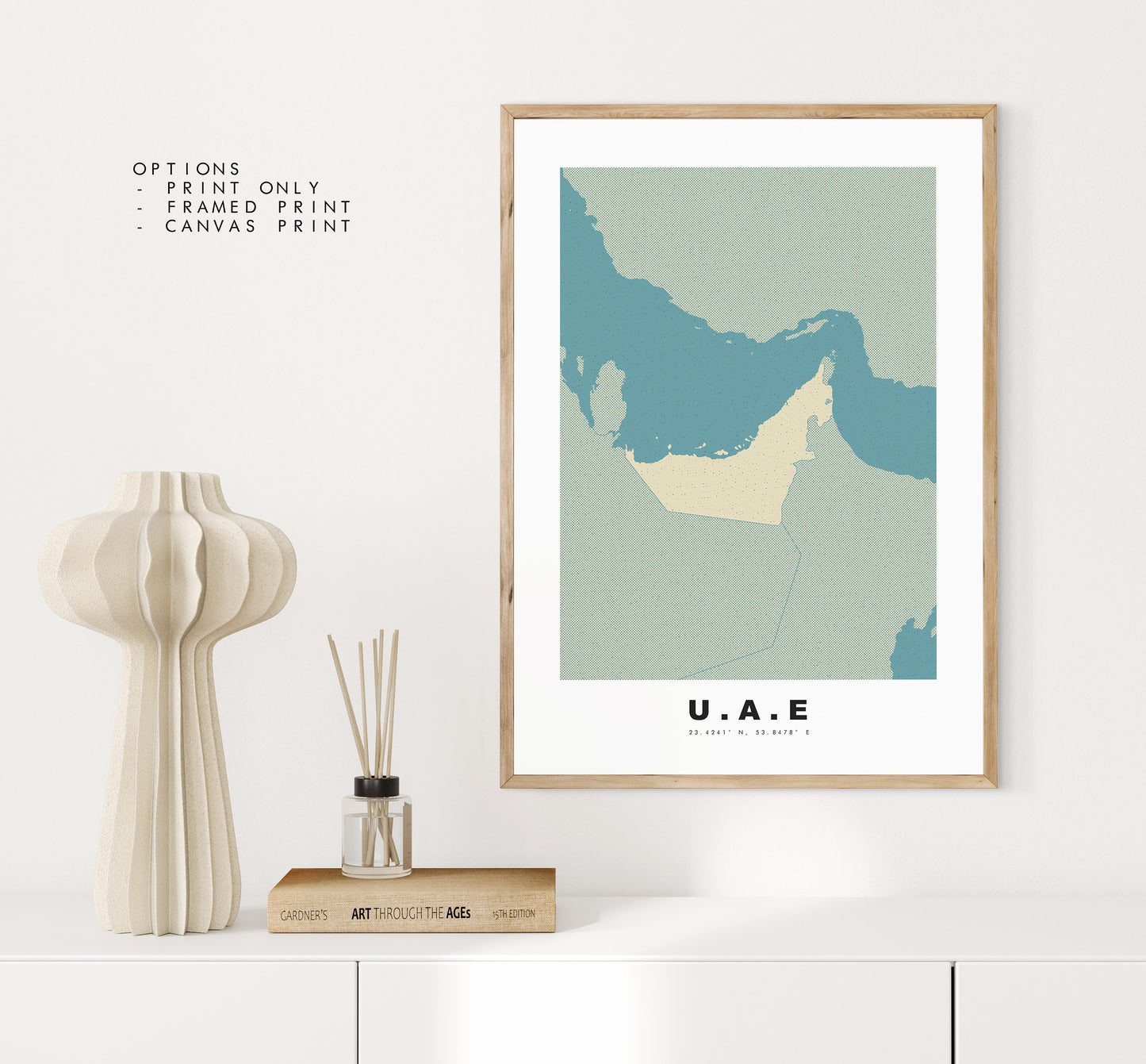 United Arab Emirates Map Print - Personalised Map Gift - Framed or Canvas Options Available - Custom Text Options - Personalised Gift - Middle East