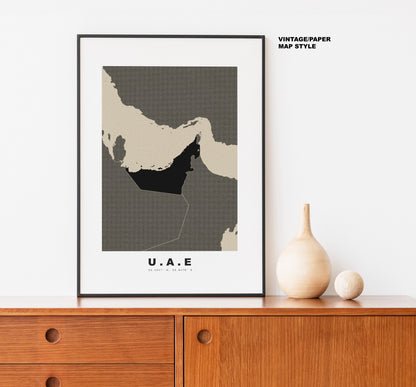 United Arab Emirates Map Print - Personalised Map Gift - Framed or Canvas Options Available - Custom Text Options - Personalised Gift - Middle East